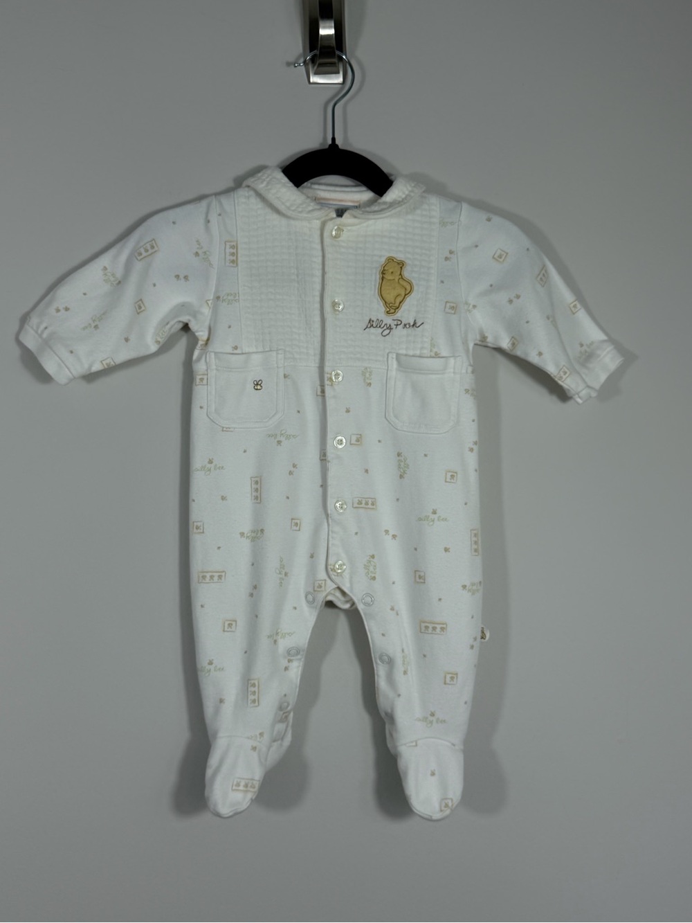 Vintage Disney Classic Pooh Baby Footed Sleeper 3M Winnie the Pooh Cream